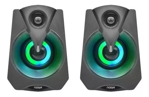 PARLANTE PC DOBLE led harvic multimedia speaker 2.0 prpc-898 con luces rgb - Imagen 6