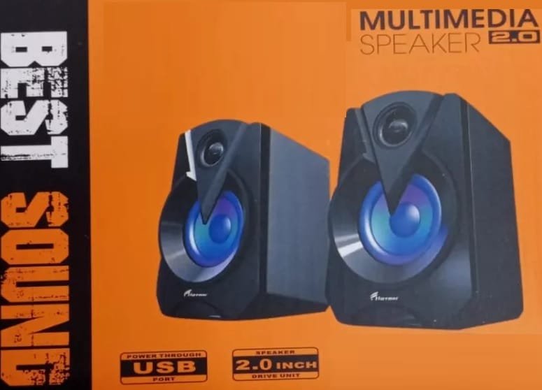 PARLANTE PC DOBLE led harvic multimedia speaker 2.0 prpc-898 con luces rgb - Imagen 5