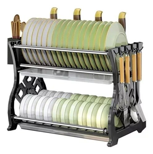 PLATERO ESCURRIDOR Pasta Metal 2 Niveles 2 bandeja 41x28x35cm