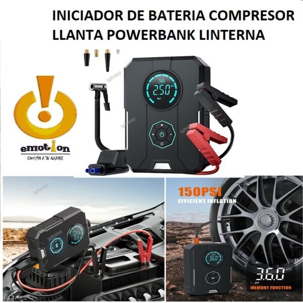 INICIADOR de baterias para carro y compresor powerbank jump starter xf-ys03