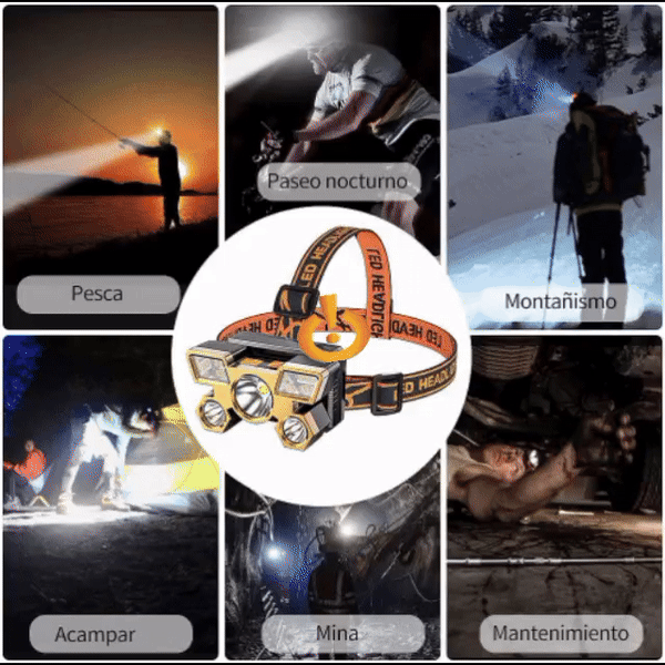 LINTERNA LED MINERA Recargable 5led jls2308