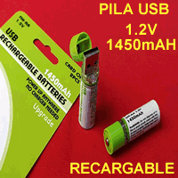 PILAs RECARGABLES AA usb 1450mAh 1.2v NH-AA