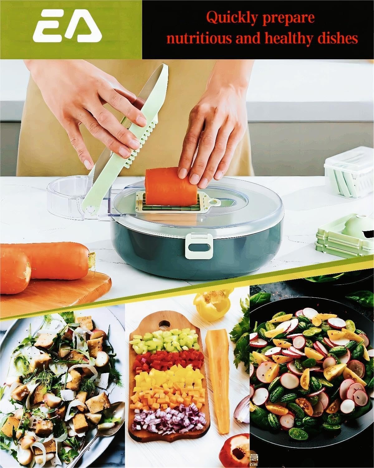 CORTADOR rebanador de vegetales y frutas picador cutter vegetable 9 function in 1 - Imagen 2