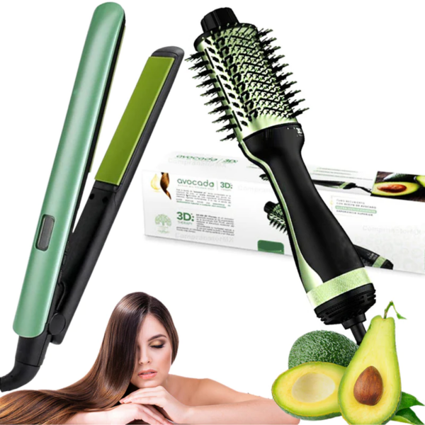 COMBO Cepillo Secador y plancha  Aguacate pro Nova  pro 2501