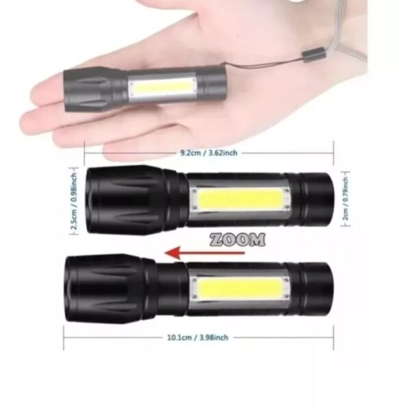 LINTERNA CAMPING TACTICA  mini zoom  Recargable Ultra Light 9a10cm