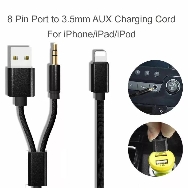 CABLE audio 8 pines a conector auxiliar 3,5 mm con conector macho iPhone y iPod - Imagen 9