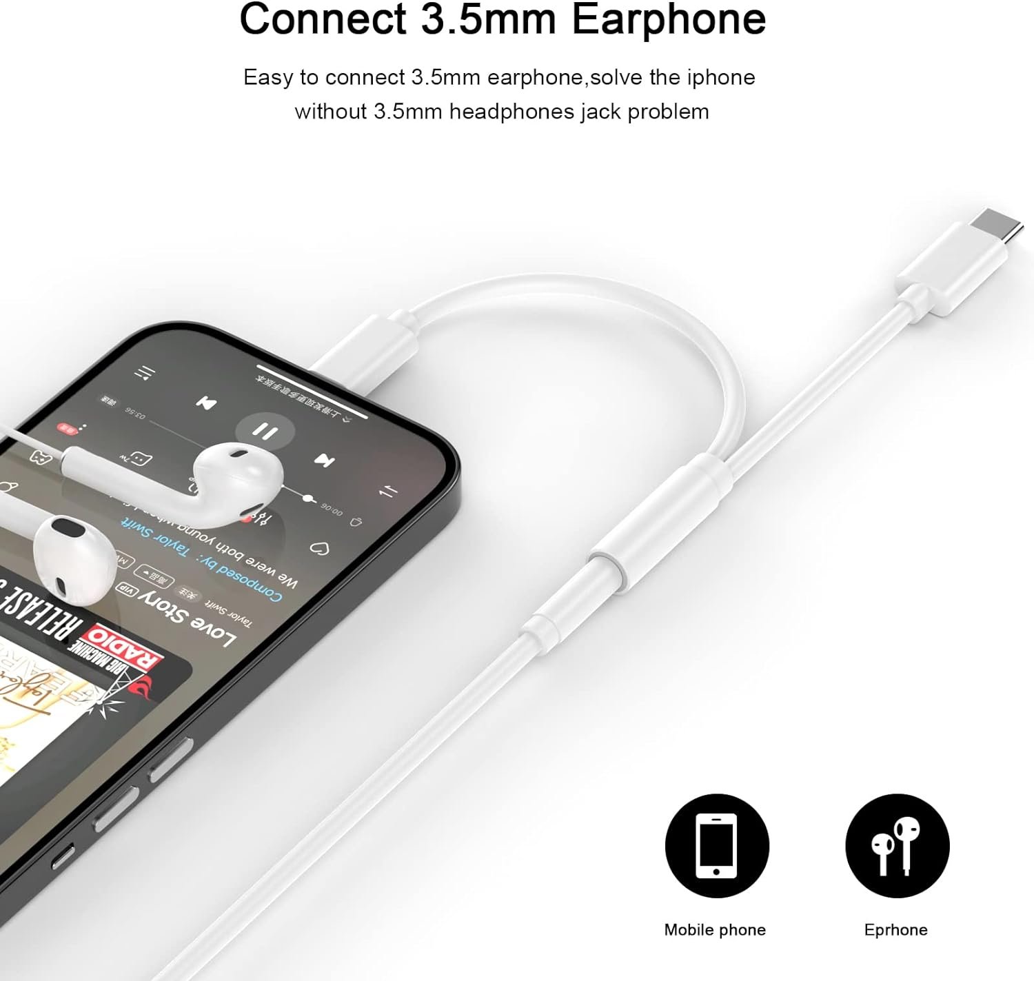 CABLE audio 8 pines a conector auxiliar 3,5 mm con conector macho iPhone y iPod - Imagen 3