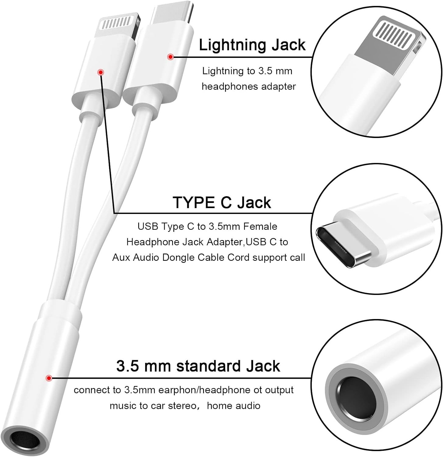 CABLE audio 8 pines a conector auxiliar 3,5 mm con conector macho iPhone y iPod - Imagen 7