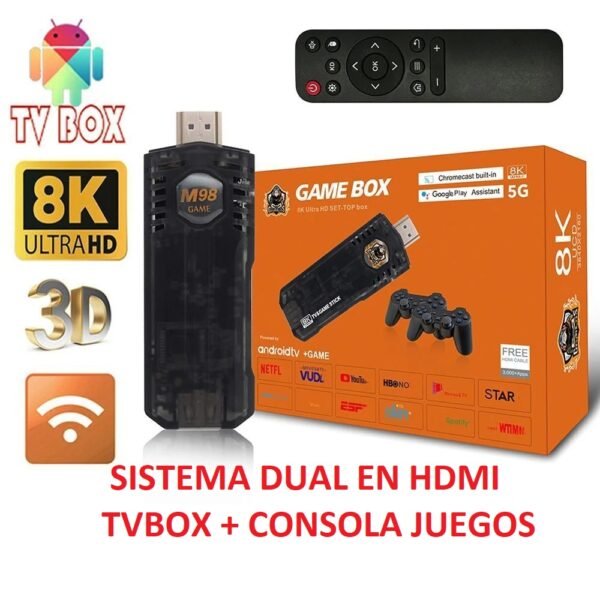 GAME BOX Convertidor de tv en Smartv mas consola juegos