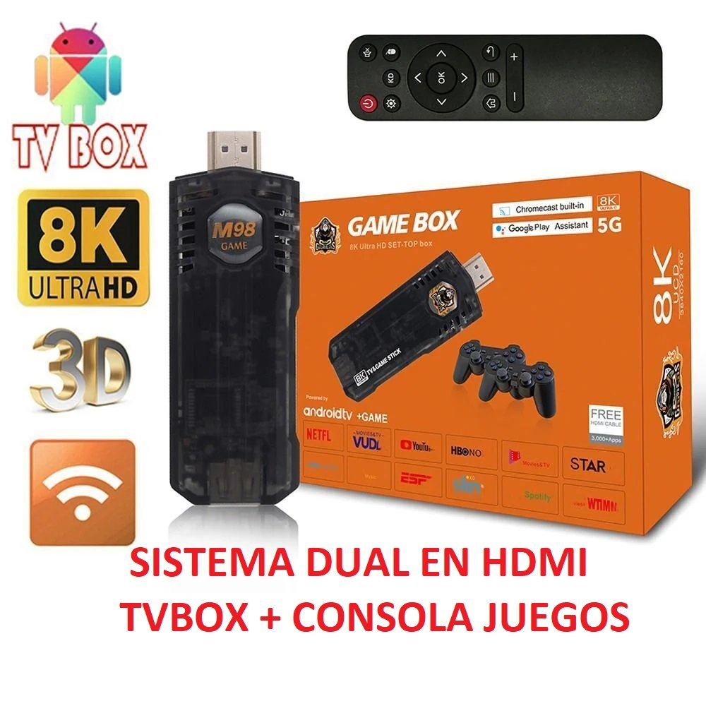 GAME BOX Convertidor de tv en Smartv mas consola juegos