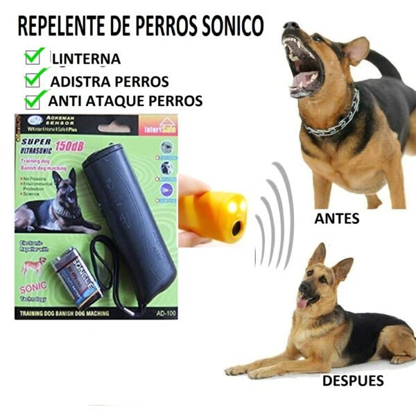 REPELENTE de perros ultrasónico 3 en 1 antiladridos con luz led