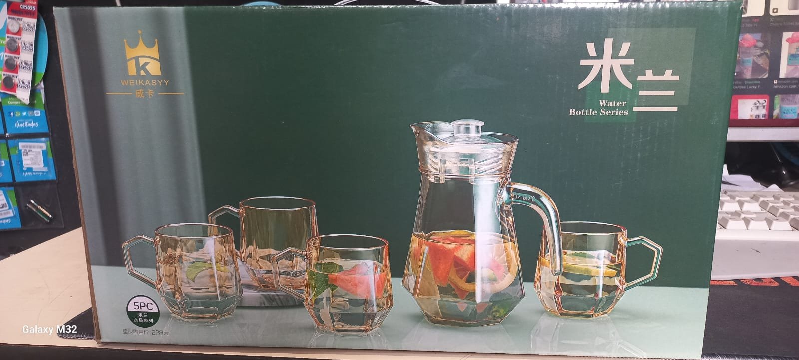 JARRA VIDRIO +4 vasos vidrio cristal - Imagen 5