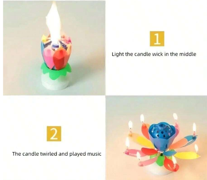 VELA Cumpleaños musical giratoria 360°- 8velas - Imagen 5