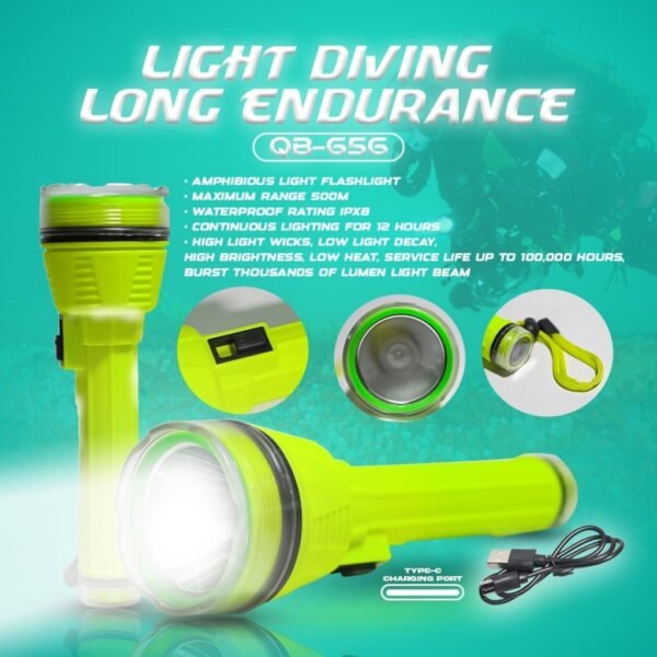 LINTERNA SUMERGIBLE Buceo Guardavidas LED QB-656