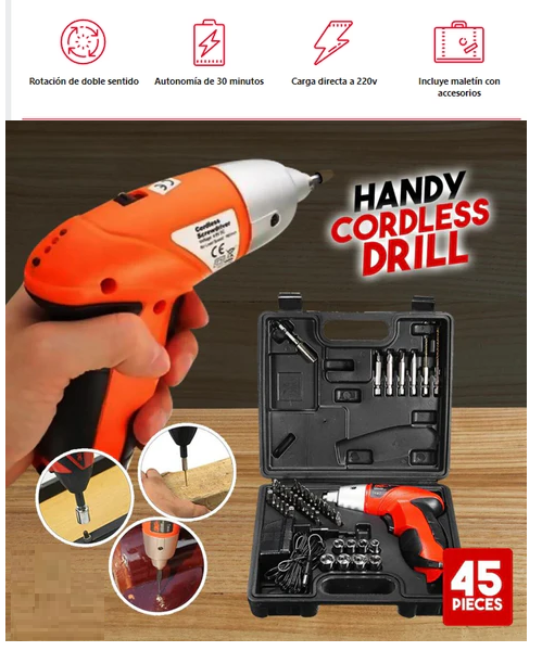Destornillador eléctrico multifuncional juego de taladro de mano 4.8V 45 piezas - Imagen 5