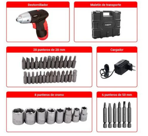 Destornillador eléctrico multifuncional juego de taladro de mano 4.8V 45 piezas - Imagen 6