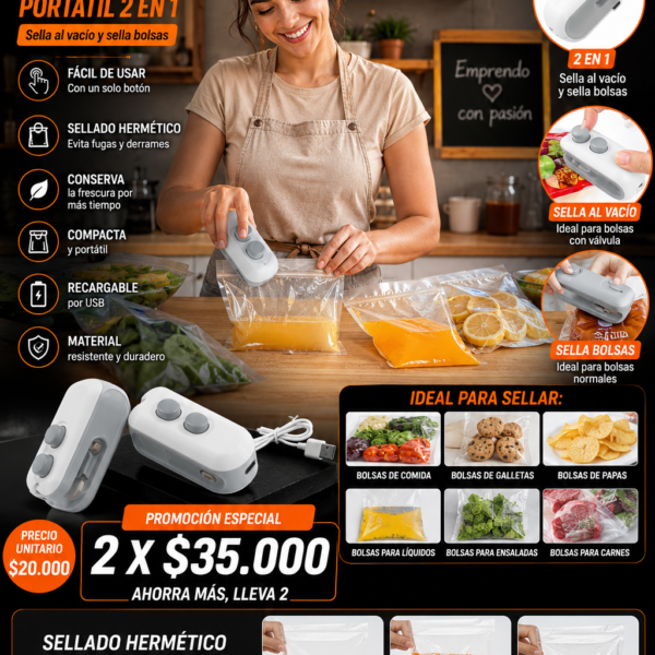SELLADORA MANUAL PARA BOLSA RECARGABLE CORTADOR PORTABLE SEALING MACHINE