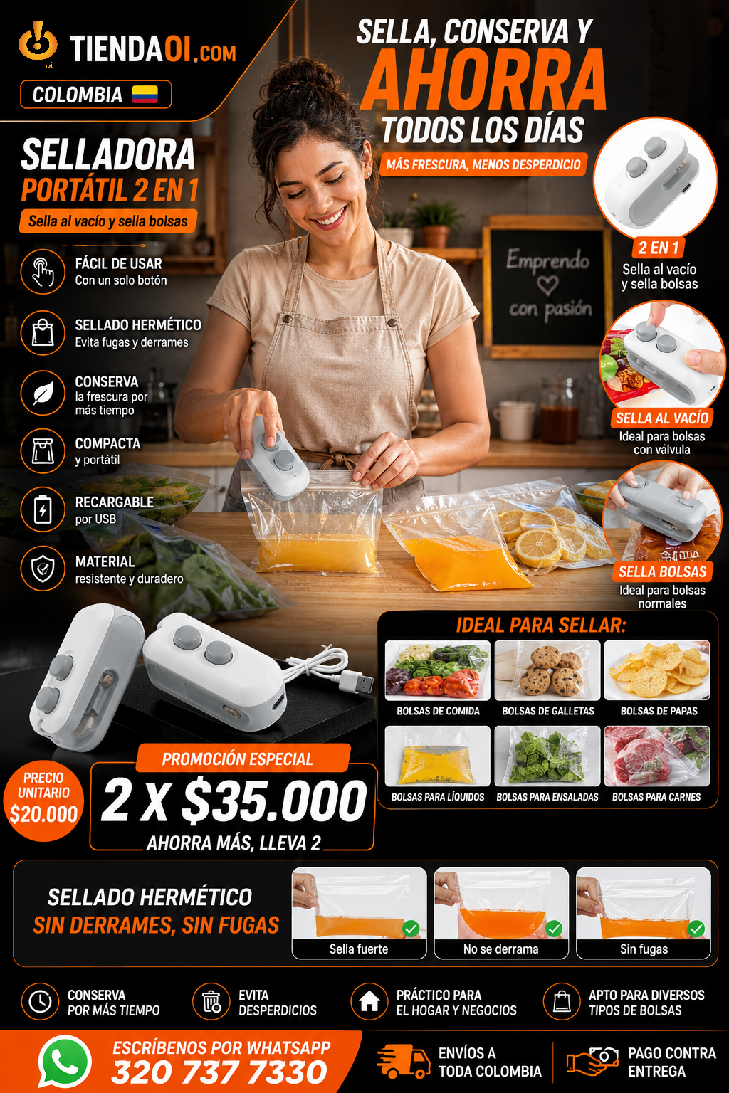 SELLADORA MANUAL PARA BOLSA RECARGABLE CORTADOR PORTABLE SEALING MACHINE