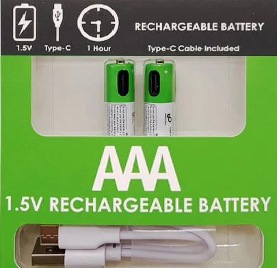 PILAs RECARGABLES AAA usb 1.5V Li-ion 500mAh tipoc