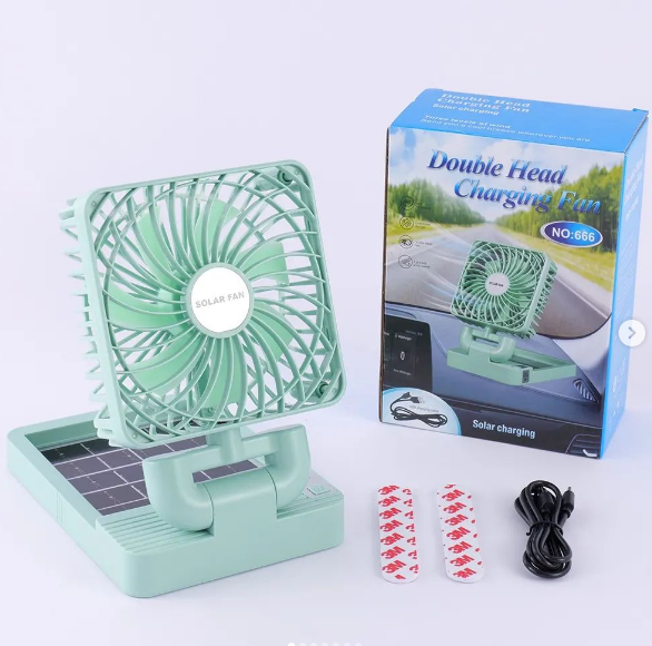 VENTILADOR SENCILLO PANEL SOLAR 306° usb 12V 666