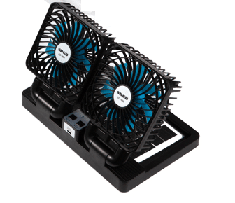 VENTILADOR Doble PANEL SOLAR 306° usb 12V 999