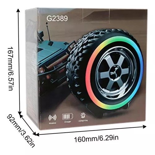 PARLANTE LLANTA rueda rgb suena dura 17cm bluetooth - Imagen 2