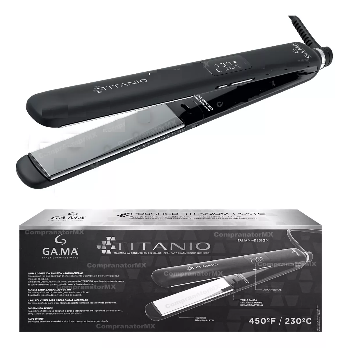 PLANCHA CABELLO GAMA Profesional Titanio 450f/230c