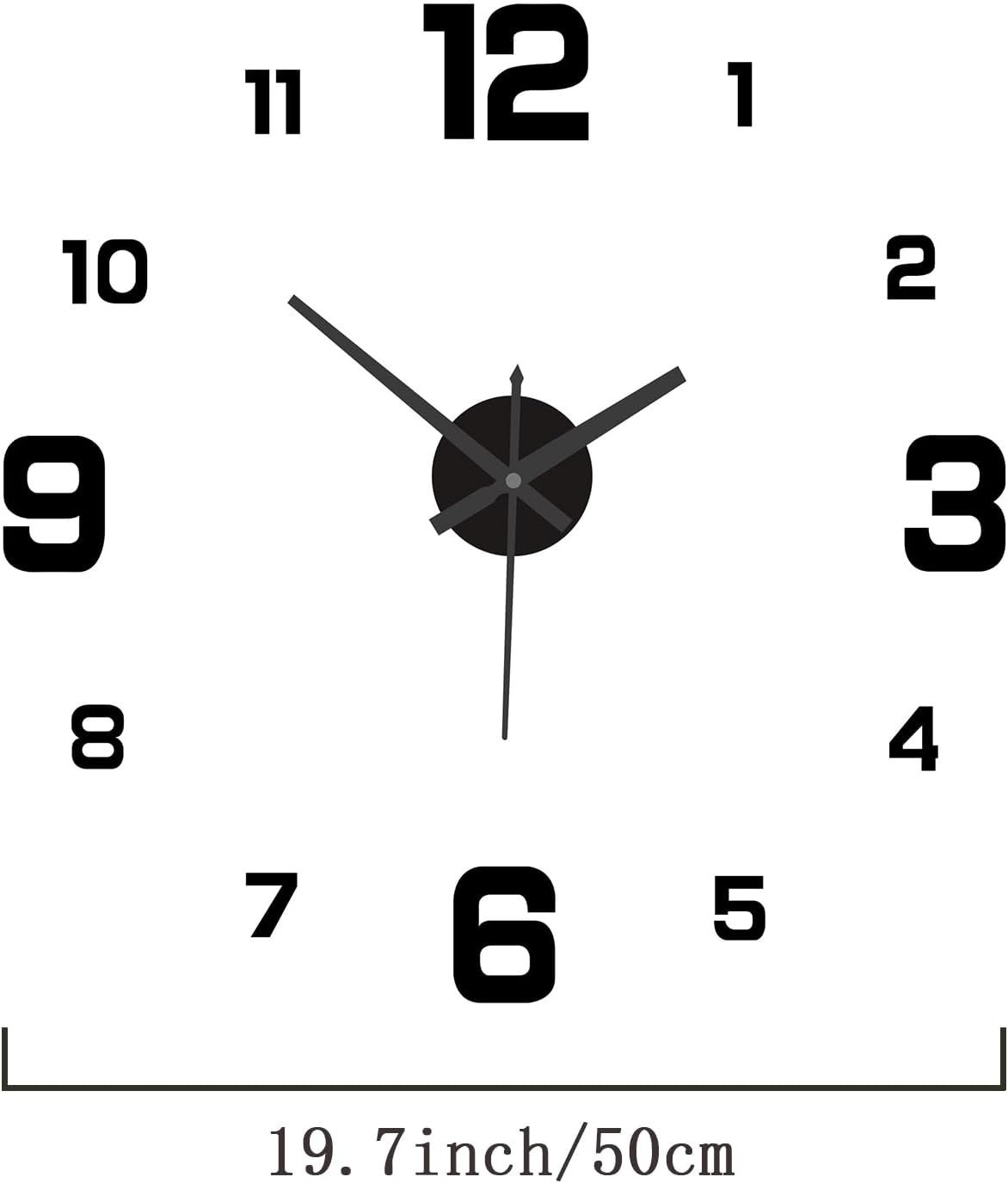 RELOJ de pared 3D- 50x50cm adhesivo Negro - Imagen 2