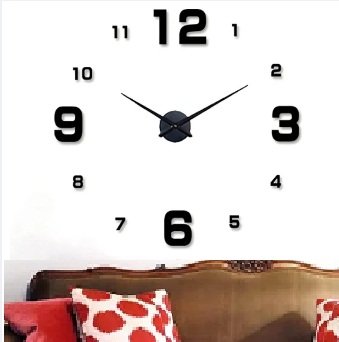 RELOJ de pared 3D- 50x50cm adhesivo Negro - Imagen 6
