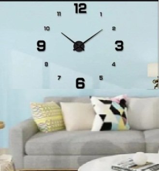 RELOJ de pared 3D- 50x50cm adhesivo Negro - Imagen 7
