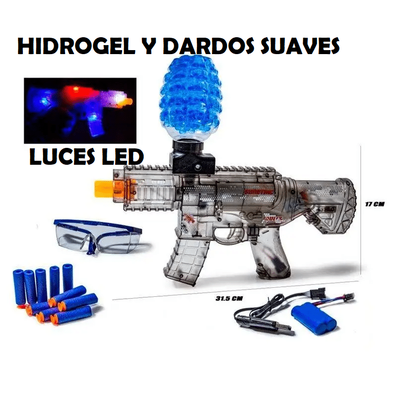 JUGUETE LANZA Dardos Y Balas De Hidrogel Con Luces Akm-47 - Imagen 2