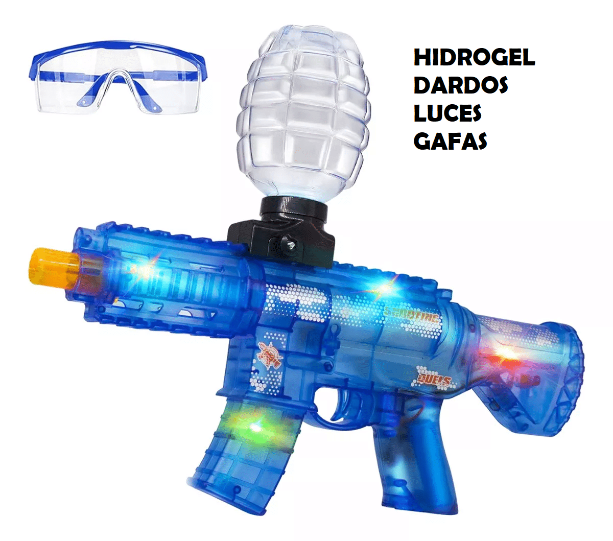 JUGUETE LANZA Dardos Y Balas De Hidrogel Con Luces Akm-47 - Imagen 3
