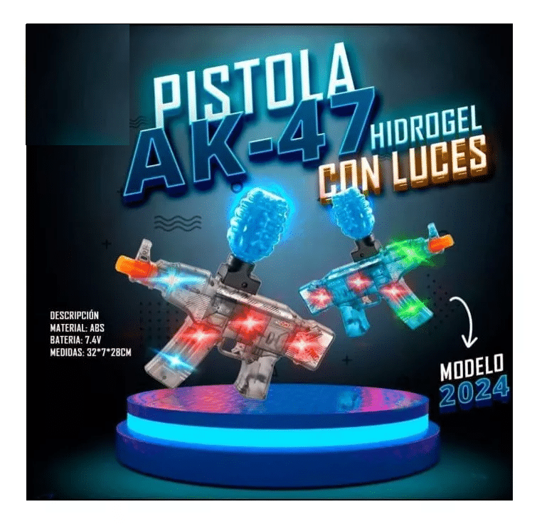JUGUETE LANZA Dardos Y Balas De Hidrogel Con Luces Akm-47