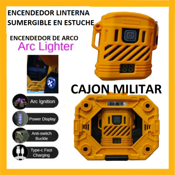 ENCENDEDOR LINTERNA Sumergible plasma estuche militar