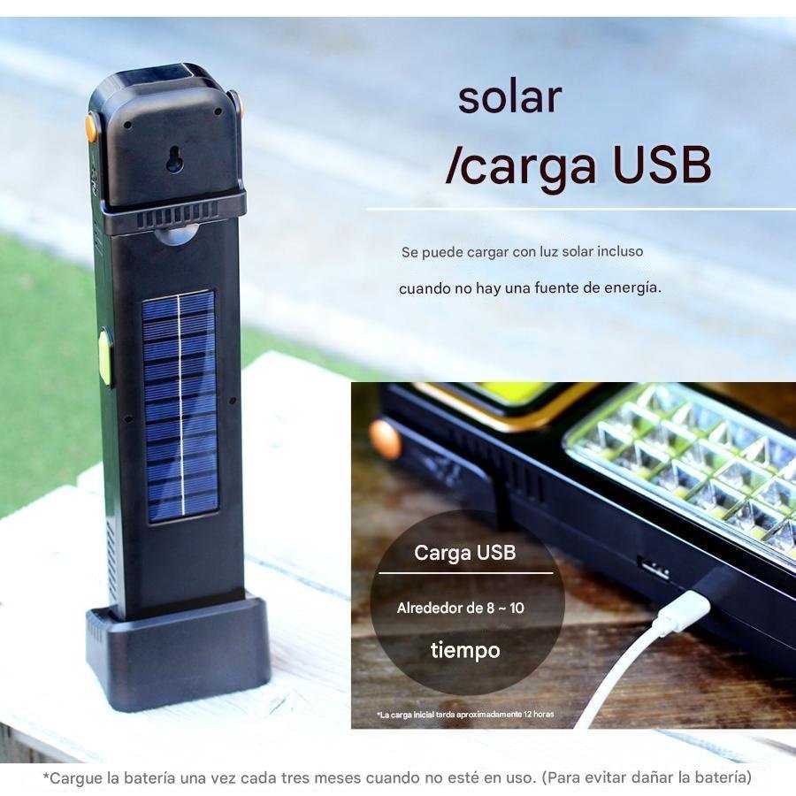 LAMPARA LED, Carga Solar, 39 LED, 2400mAh, Linterna, Reflector, hel-2866 - Imagen 3