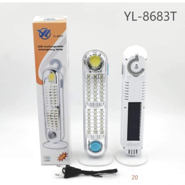 LINTERNA LAMPARA 42LED recargable de emergencia, con panel solar, colgante y base