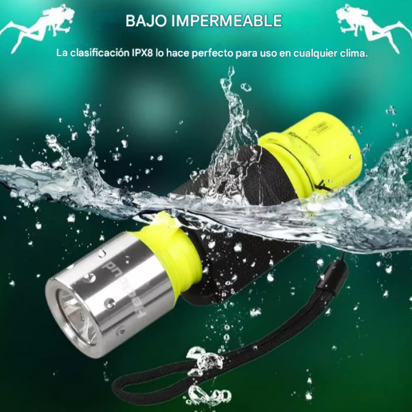 LINTERNA SUMERGIBLE correa con cargador adaptador AAA y pila