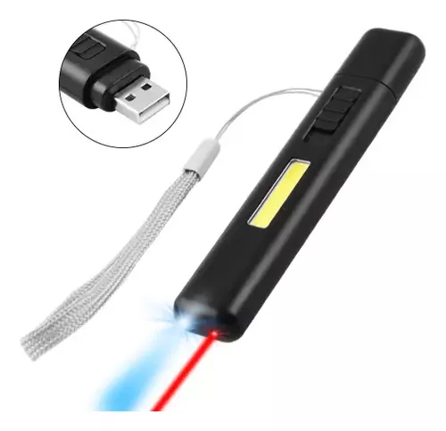 LINTERNA usb laser + luz uv + laser 3 en 1- recargable