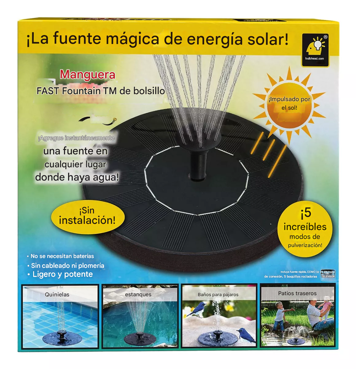 FUENTE DE AGUA flotante solar para jardin cascada - Imagen 2