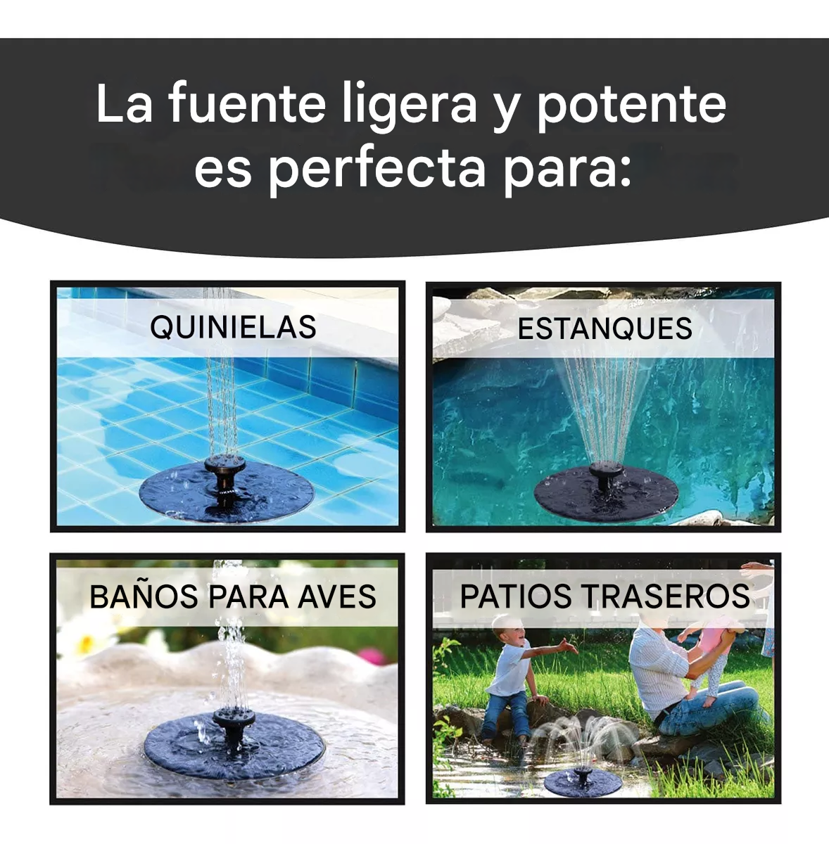 FUENTE DE AGUA flotante solar para jardin cascada - Imagen 4