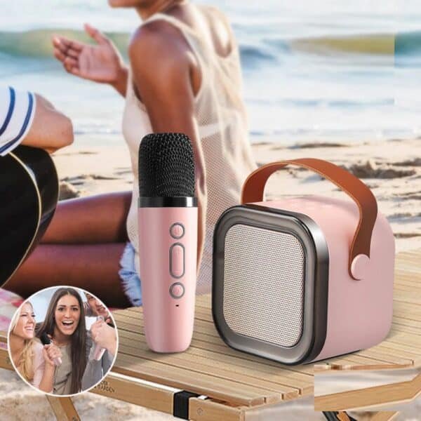 PARLANTE karaoke BT micrófono inalámbrico y luces RGB