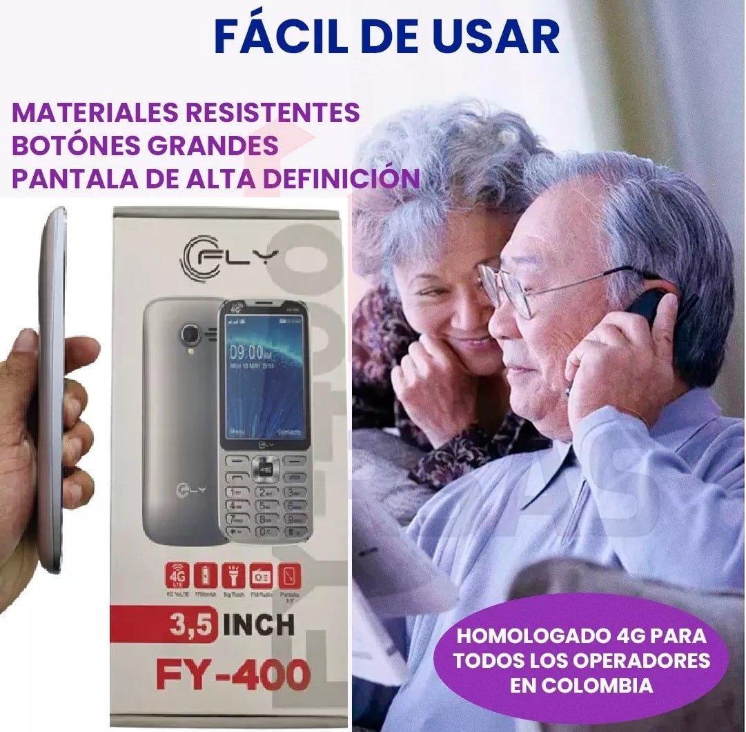 CELULAR FLECHITA ACERADA 4G pantalla gigante fly fy400 3.5pulg metalizada - Imagen 2