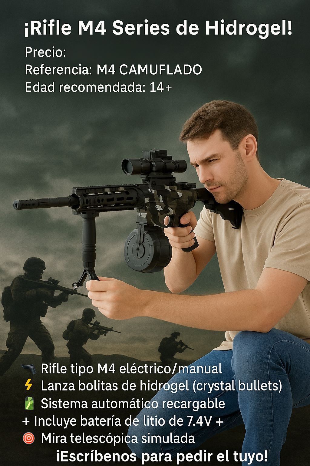 JUGUETE GIGANTE HIDROGEL electric mini shot HK416A - Imagen 7