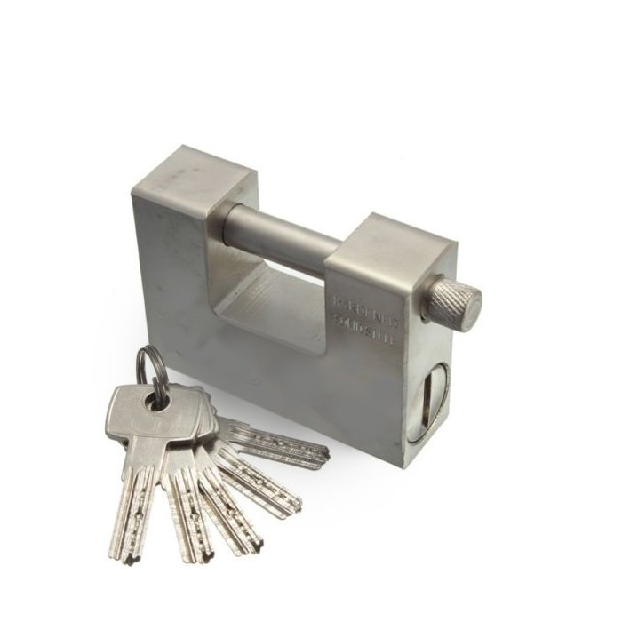 CANDADO anti cizalla blindado fY 84mm acero niquelado 4llaves tipo bancario - Imagen 7