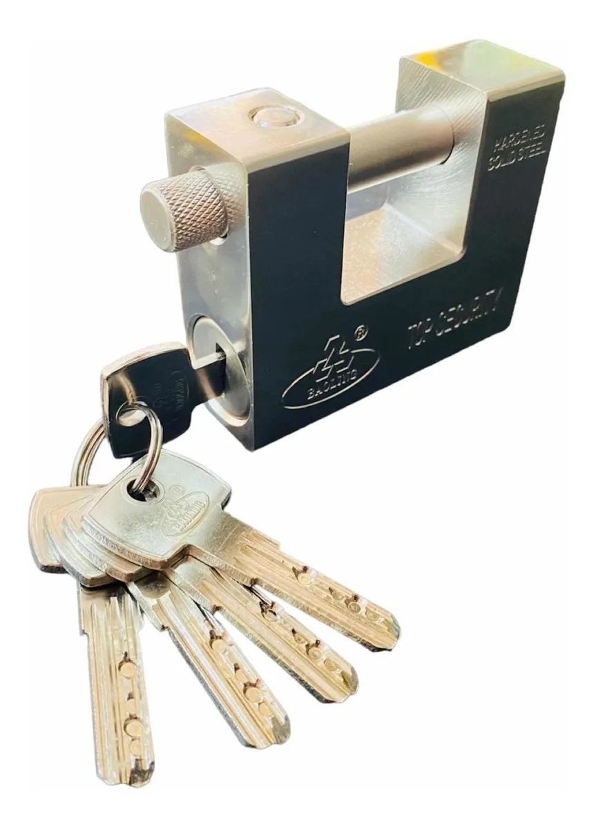 CANDADO anti cizalla blindado fY 84mm acero niquelado 4llaves tipo bancario - Imagen 8