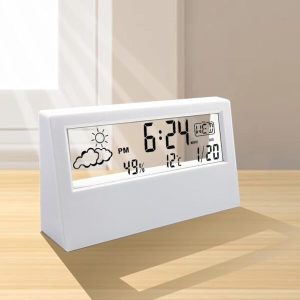 RELOJ led cristal despertador digital, moderno transparente, temperatura, humedad, yp114