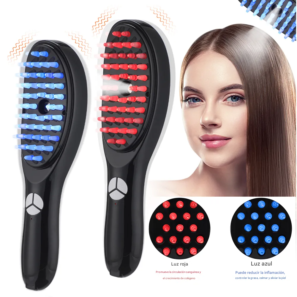 CEPILLO MASAJEADOR PELO Peine nanospray, de luz roja y azul, crecimiento Y prevencion caída - Imagen 2