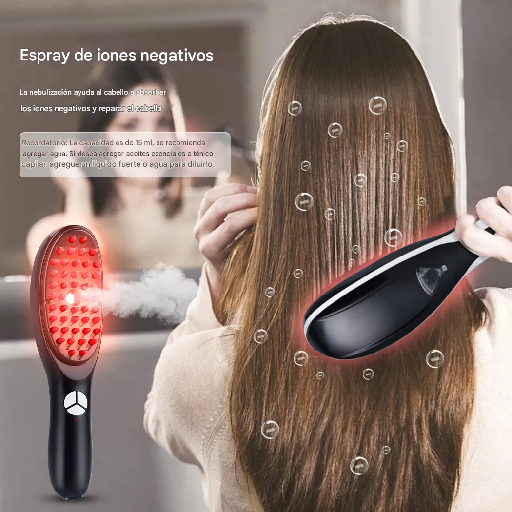 CEPILLO MASAJEADOR PELO Peine nanospray, de luz roja y azul, crecimiento Y prevencion caída - Imagen 5