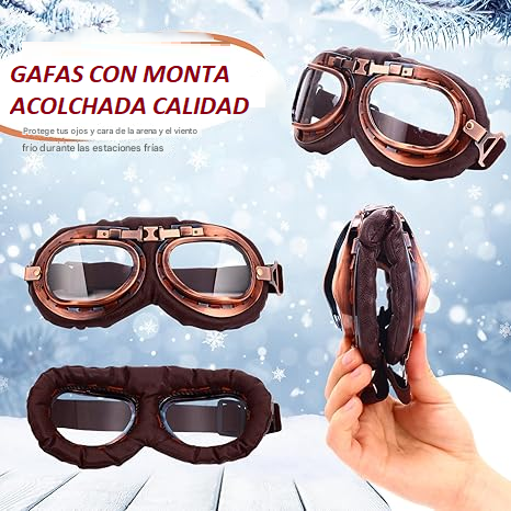 GAFAS CHOPPER AVIADOR Piloto bronce moto o clima frio elegantes lujosa - Imagen 2