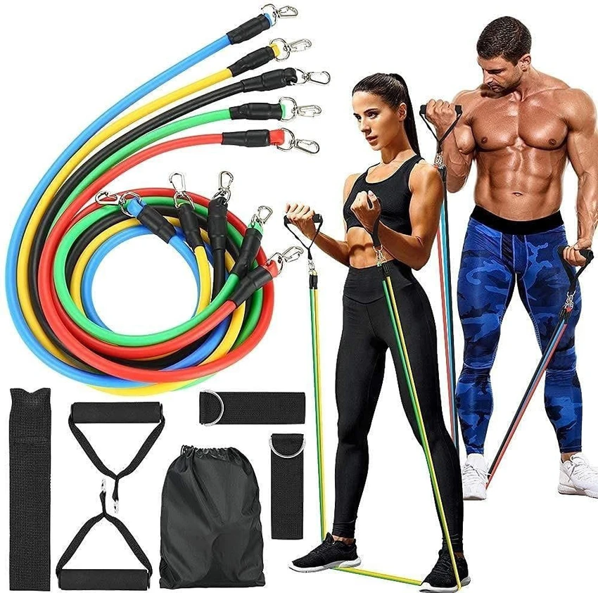 BANDA Resistencia elastica para equipos de fitness principiantes y expertos (multicolor, paquete de 11)